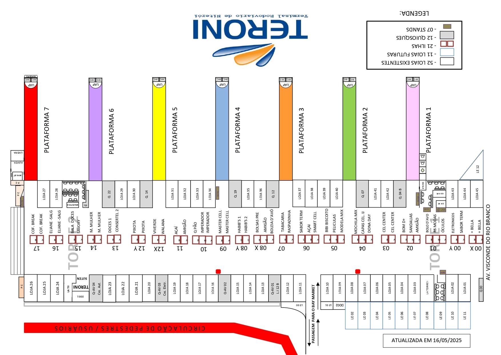 Mapa do Terminal Rodoviário de Niterói